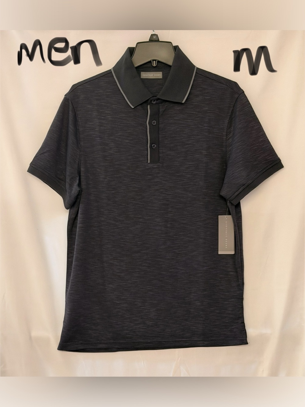 Geoffrey Beene Men's Charcoal colored Heather Polo with Contrast Trim